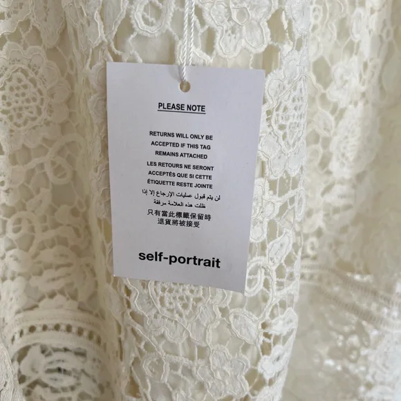 NWT Self Portrait Ivory Floral Guipure Midi Dress - US 0 - Picture 6 of 7
